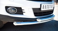 18 449 р. Защита переднего бампера (2 трубыØ63 мм, нержавейка) SLITKOFF Volkswagen Tiguan NF рестайлинг (2011-2017)  с доставкой в г. Воронеж. Увеличить фотографию 2