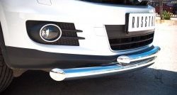 17 649 р. Защита переднего бампера (2 трубыØ76 и 63 мм, нержавейка, Sport & Style) SLITKOFF Volkswagen Tiguan NF рестайлинг (2011-2017)  с доставкой в г. Воронеж. Увеличить фотографию 2