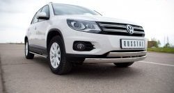 19 999 р. Защита переднего бампера (2 трубыØ75х42 мм, нержавейка) Russtal  Volkswagen Tiguan  NF (2011-2017) рестайлинг  с доставкой в г. Воронеж. Увеличить фотографию 2