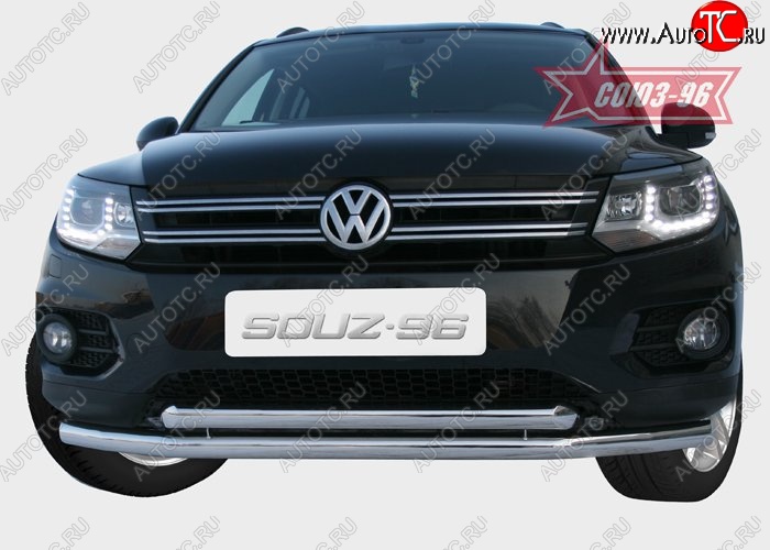 18 584 р. Защита переднего бампера двойная Souz-96 (d60/60) Volkswagen Tiguan NF рестайлинг (2011-2017)  с доставкой в г. Воронеж