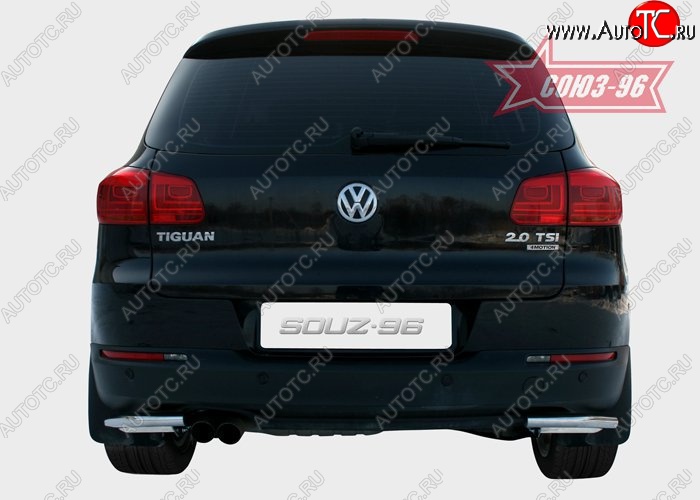 12 779 р. Защита заднего бампера из боковых уголков Souz-96 (d42) Volkswagen Tiguan NF рестайлинг (2011-2017)  с доставкой в г. Воронеж