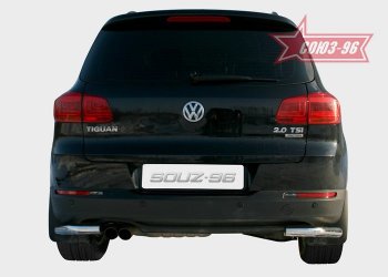 13 949 р. Защита заднего бампера из боковых уголков Souz-96 (d60) Volkswagen Tiguan NF рестайлинг (2011-2017)  с доставкой в г. Воронеж. Увеличить фотографию 1