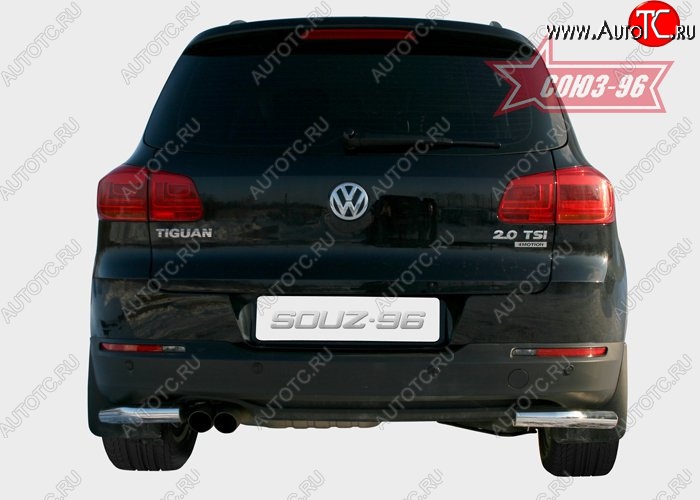 13 949 р. Защита заднего бампера из боковых уголков Souz-96 (d60)  Volkswagen Tiguan  NF (2011-2017) рестайлинг  с доставкой в г. Воронеж