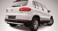 11 499 р. Защита заднего бампера из трубы диаметром 57 мм Slitkoff  Volkswagen Tiguan  NF (2011-2017) рестайлинг (Цвет: нержавеющая полированная сталь)  с доставкой в г. Воронеж. Увеличить фотографию 1