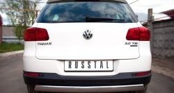 13 299 р. Защита заднего бампера (Ø75x42 мм, нержавейка) Russtal Volkswagen Tiguan NF рестайлинг (2011-2017)  с доставкой в г. Воронеж. Увеличить фотографию 2