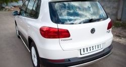 Защита заднего бампера (Ø75x42 мм, нержавейка) Russtal Volkswagen Tiguan NF рестайлинг (2011-2017)