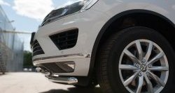 26 099 р. Защита переднего бампера (2 трубыØ63 и 42 мм, нержавейка) SLITKOFF Volkswagen Touareg 2 NF рестайлинг (2014-2018)  с доставкой в г. Воронеж. Увеличить фотографию 3