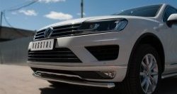 19 299 р. Одинарная защита переднего бампера диаметром 63 мм SLITKOFF Volkswagen Touareg 2 NF рестайлинг (2014-2018)  с доставкой в г. Воронеж. Увеличить фотографию 2