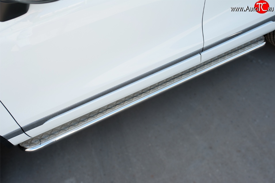 84 999 р. Широкая защита порогов Russtal Volkswagen Touareg NF рестайлинг (2014-2018) (Поверхность листа (вариант 1))  с доставкой в г. Воронеж