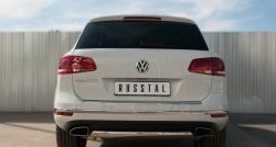 15 649 р. Защита заднего бампера (Ø75x42 мм, нержавейка) Russtal  Volkswagen Touareg  NF (2014-2018) рестайлинг  с доставкой в г. Воронеж. Увеличить фотографию 1