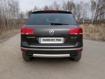 Защита заднего бампера (овальная) ТСС (нержавейка d75х42 мм) Volkswagen Touareg NF рестайлинг (2014-2018)