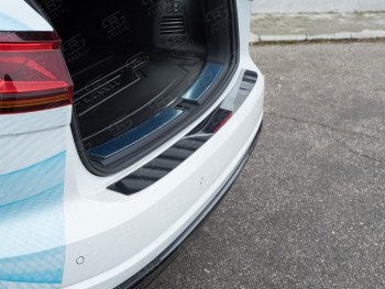 1 999 р. Защитная накладка заднего бампера Russtal Volkswagen Touareg 3 CR дорестайлинг (2018-2022) (нержавейка полированная)  с доставкой в г. Воронеж. Увеличить фотографию 3