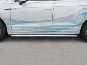24 649 р. Пороги SLITKOFF d42 с листом  Volkswagen Touareg  CR (2018-2025) (лист алюминий, проф. нержавейка)  с доставкой в г. Воронеж. Увеличить фотографию 2