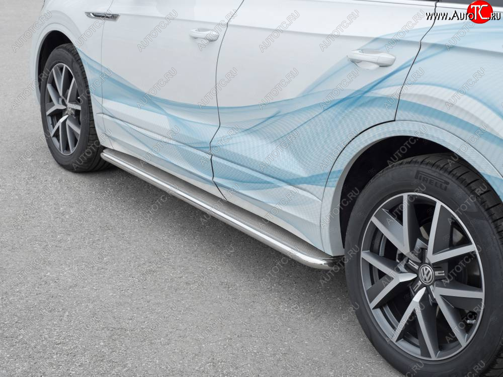 35 549 р. Пороги SLITKOFF d42 с листом  Volkswagen Touareg  CR (2018-2025) (лист нержавейка, проф. нержавейка)  с доставкой в г. Воронеж