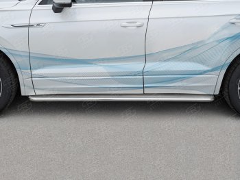 35 549 р. Пороги SLITKOFF d42 с листом  Volkswagen Touareg  CR (2018-2025) (лист нержавейка, проф. нержавейка)  с доставкой в г. Воронеж. Увеличить фотографию 2