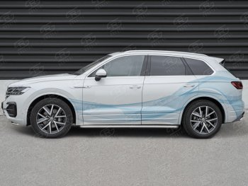 35 549 р. Пороги SLITKOFF d42 с листом  Volkswagen Touareg  CR (2018-2025) (лист нержавейка, проф. нержавейка)  с доставкой в г. Воронеж. Увеличить фотографию 3