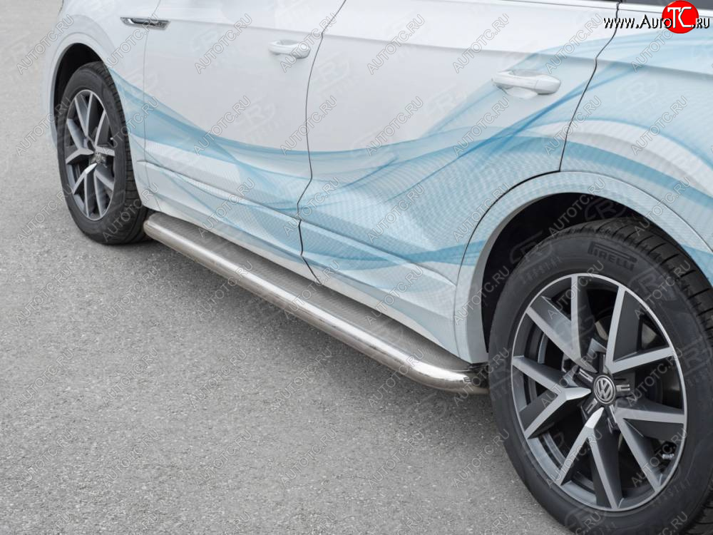 43 999 р. Пороги SLITKOFF d63 с листом  Volkswagen Touareg  CR (2018-2025) (лист нержавейка, проф. нержавейка)  с доставкой в г. Воронеж