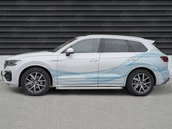 43 999 р. Пороги SLITKOFF d63 с листом  Volkswagen Touareg  CR (2018-2025) (лист нержавейка, проф. нержавейка)  с доставкой в г. Воронеж. Увеличить фотографию 3