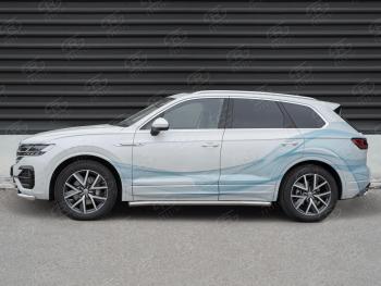 20 999 р. Защита порогов (Ø63 мм) SLITKOFF  Volkswagen Touareg  CR (2018-2025) (торцы со скосами 45°, полированная нержавейка)  с доставкой в г. Воронеж. Увеличить фотографию 3