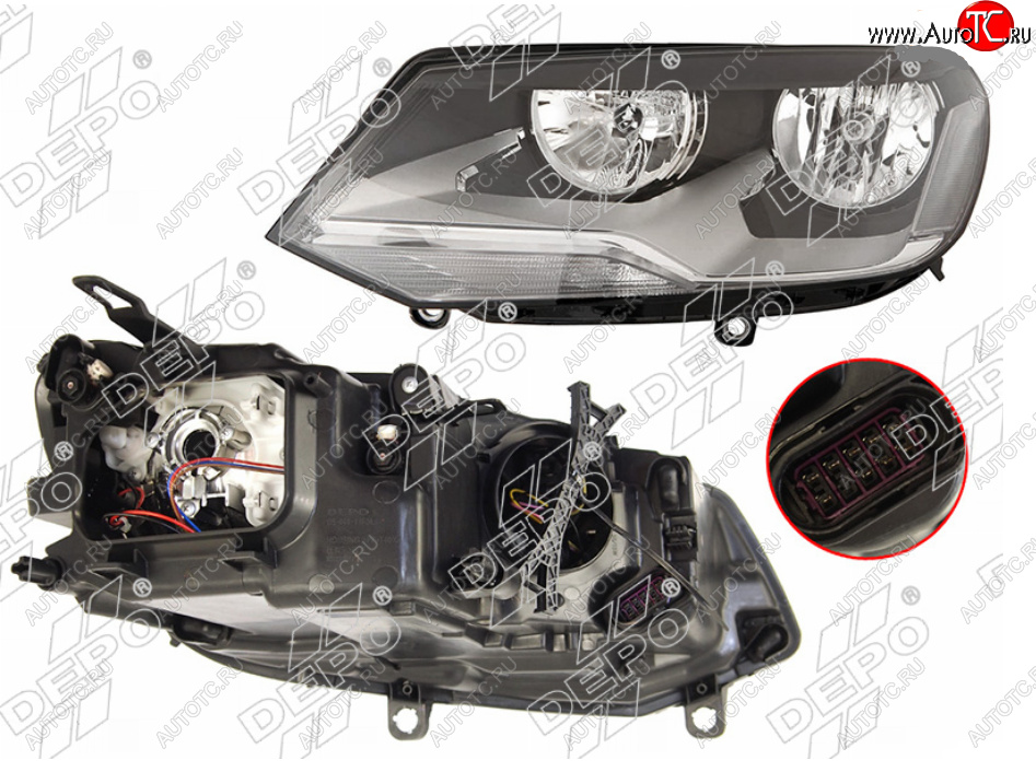 5 999 р. Левая фара (галоген, с корректором) DEPO Volkswagen Touareg 2 NF дорестайлинг (2010-2014)  с доставкой в г. Воронеж