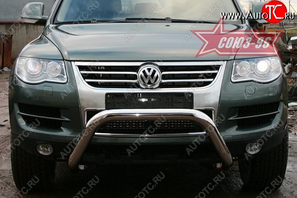 19 124 р. Защита переднего бампера Souz-96 (d76)  Volkswagen Touareg  GP (2006-2010) рестайлинг  с доставкой в г. Воронеж