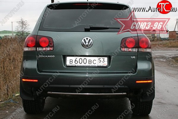 8 549 р. Защита заднего бампера Souz-96 (d42)  Volkswagen Touareg  GP (2006-2010) рестайлинг  с доставкой в г. Воронеж