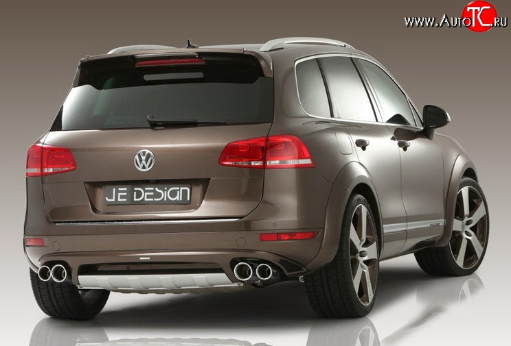 23 049 р. Накладка Je Design на задний бампер 7P Volkswagen Touareg 2 NF дорестайлинг (2010-2014) (Комплект накладок, Неокрашенная)  с доставкой в г. Воронеж