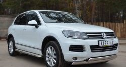 27 999 р. Защита переднего бампера (2 трубыØ75х42 мм, нержавейка) Russtal  Volkswagen Touareg  NF (2010-2014) дорестайлинг  с доставкой в г. Воронеж. Увеличить фотографию 4