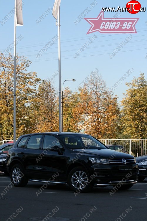 18 269 р. Защита переднего бампера двойная Souz-96 (d76/60) Volkswagen Touareg NF дорестайлинг (2010-2014)  с доставкой в г. Воронеж