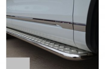 22 999 р. Широкая защита порогов с трубой d42 мм SLITKOFF v2  Volkswagen Touareg  NF (2010-2014) дорестайлинг  с доставкой в г. Воронеж. Увеличить фотографию 2