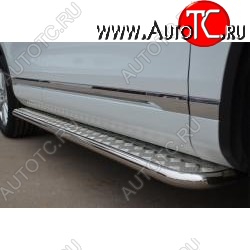 35 549 р. Широкая защита порогов с трубой d42 мм SLITKOFF v3  Volkswagen Touareg  NF (2010-2014) дорестайлинг  с доставкой в г. Воронеж