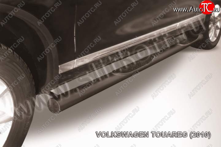 17 999 р. Защита порогов Slitkoff Volkswagen Touareg NF дорестайлинг (2010-2014) (Цвет: серебристый)  с доставкой в г. Воронеж