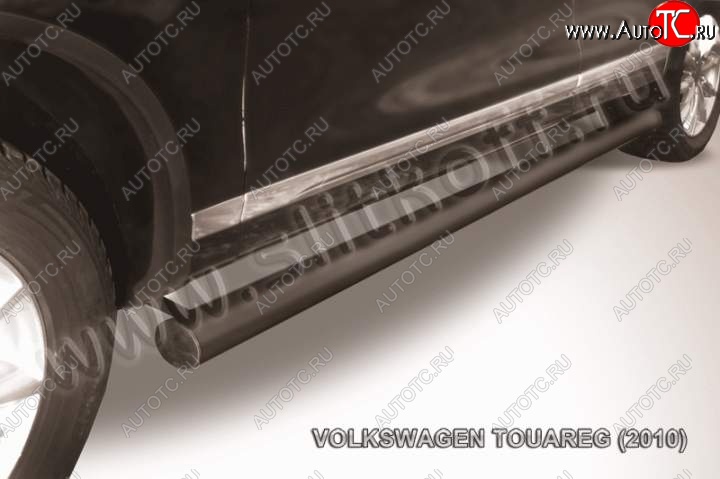 14 999 р. Защита порогов (Ø76 мм, с полимерным покрытием) Slitkoff Volkswagen Touareg NF дорестайлинг (2010-2014) (Цвет: серебристый)  с доставкой в г. Воронеж