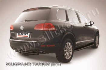 8 199 р. Защита задняя Slitkoff Volkswagen Touareg NF дорестайлинг (2010-2014) (Цвет: серебристый)  с доставкой в г. Воронеж. Увеличить фотографию 1