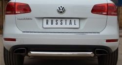 15 549 р. Одинарная защита заднего бампера из трубы диаметром 76 мм SLITKOFF  Volkswagen Touareg  NF (2010-2014) дорестайлинг  с доставкой в г. Воронеж. Увеличить фотографию 1