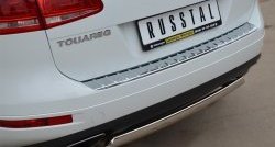 16 849 р. Защита заднего бампера (Ø75x42 мм, нержавейка) Russtal Volkswagen Touareg NF дорестайлинг (2010-2014)  с доставкой в г. Воронеж. Увеличить фотографию 2