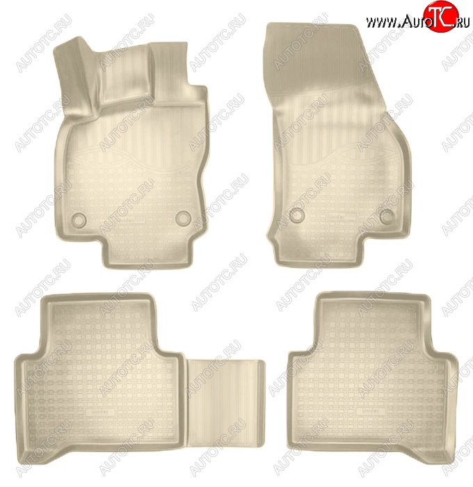 3 069 р. Коврики салонные Noplast (3D)  Volkswagen Touran  2T (2015-2025) дорестайлинг минивэн (Бежевые)  с доставкой в г. Воронеж
