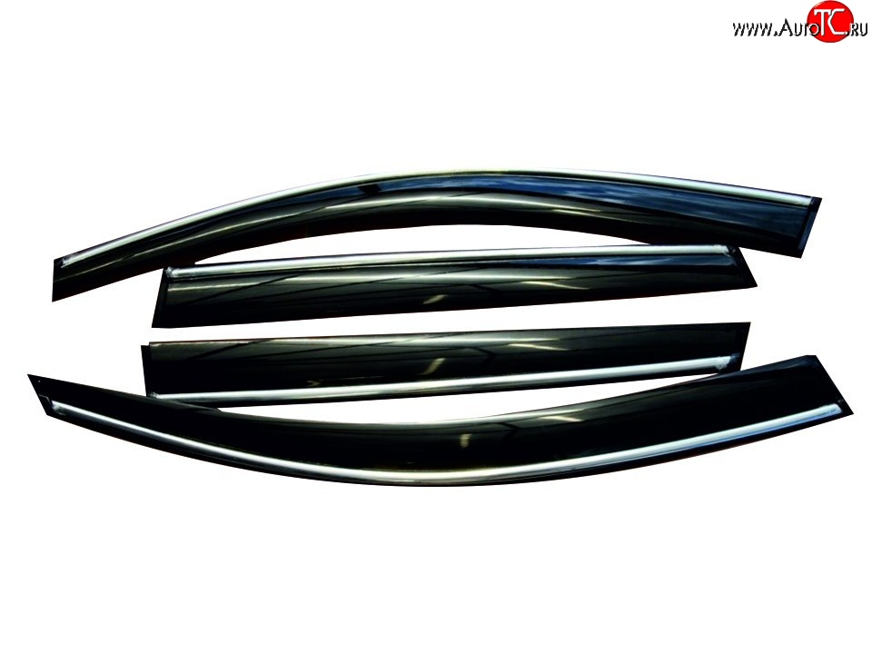 2 199 р. Комплект дефлекторов окон SkyLine (хром молдинг) Volvo S60 FS седан дорестайлинг (2010-2013)  с доставкой в г. Воронеж