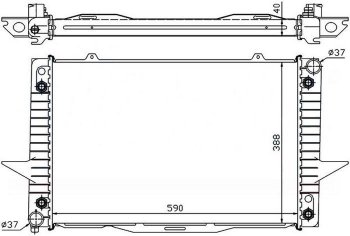 Радиатор двигателя (пластинчатый, 2.0T/2.3T/2.5T, АКПП) SAT (36 мм) Volvo S70 (1996-2000)