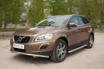 Широкая защита порогов с трубой d42 мм SLITKOFF v2 Volvo XC60  рестайлинг (2013-2017)