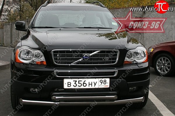 16 379 р. Защита переднего бампера двойная Souz-96 (d76/60) Volvo XC90 C 1-ый рестайлинг (2006-2009)  с доставкой в г. Воронеж