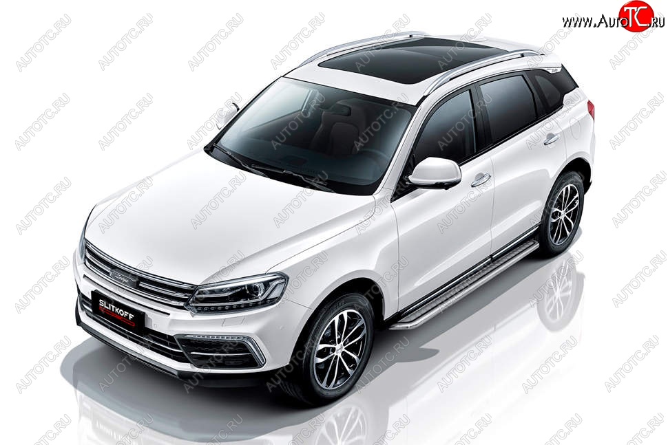 17 899 р. Защита порогов Slitkoff (с листом, d57 мм)  Zotye Coupa  B11F (2019-2021) (Нержавейка)  с доставкой в г. Воронеж