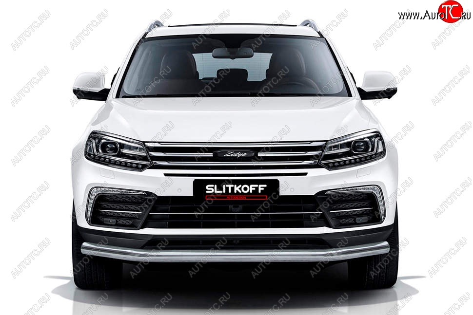 9 999 р. Защита переднего бампера Slitkoff (d57 мм)  Zotye Coupa  B11F (2019-2021) (Нержавейка, Полированная)  с доставкой в г. Воронеж