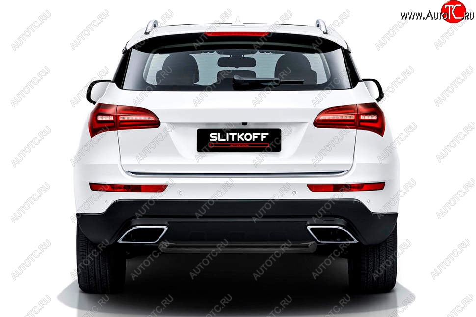 6 499 р. Защита заднего бампера Slitkoff (короткая, d57 мм)  Zotye Coupa  B11F (2019-2021) (Сталь с полимерным покрытием. Цвет: чёрный)  с доставкой в г. Воронеж