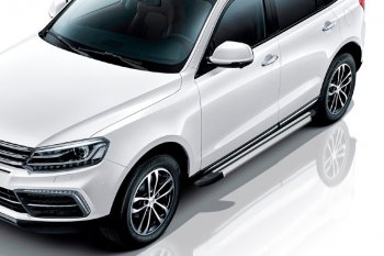 Пороги алюминиевые Slitkoff Zotye Coupa  B11F (2019-2021) (Luxe Silver)