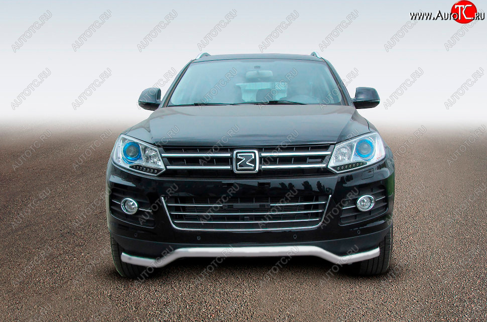 8 949 р. Защита переднего бампера Slitkoff (Ø57 мм, волна) Zotye T600 (2014-2021) (Сталь полимерным покрытием в цвет: серебристый)  с доставкой в г. Воронеж