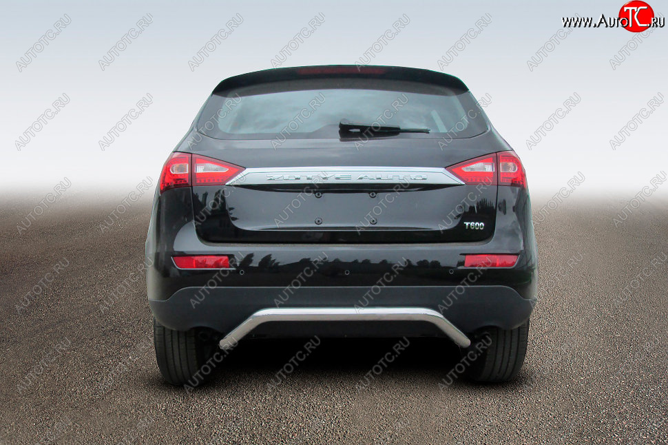 11 499 р. Защита заднего бампера из изогнутой трубы диаметром 57 мм Slitkoff  Zotye T600 (2014-2021) (Цвет: нержавеющая полированная сталь)  с доставкой в г. Воронеж